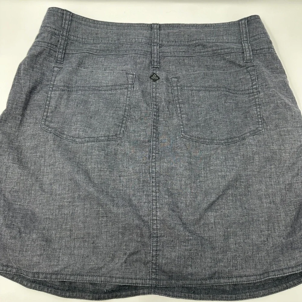 PRANA Women's Coal Gray Chambray Lizbeth Skirt‎ Size Hemp Blend UPF 50 MSRP $69